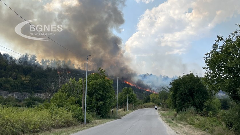 Продължава гасенето на големия пожар в гористата местност край първомайското
