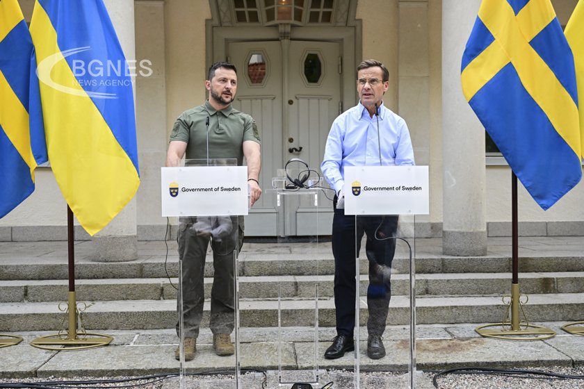 Президентът Володимир Зеленски и министър председателят на Швеция Улф Кристерсон се
