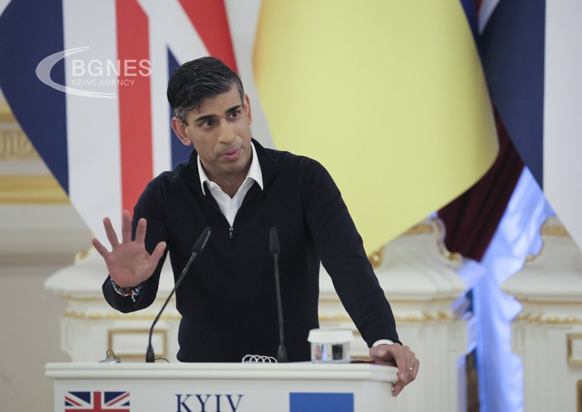 Британският министър председател Риши Сунак призова съюзниците на Киев да удвоят