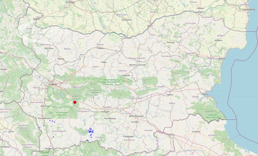 Слабо земетресение е регистрирано на територията на страната в четвъртък